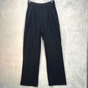 Abercrombie Fitch High Rise Wide Leg Linen Blend Pants Women Small Black NEW